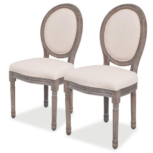 vidaXL, vidaXL Esszimmerstühle 2 Stk. Creme Stoff, vidaXL Esszimmerstühle 2 Stk. Creme Stoff