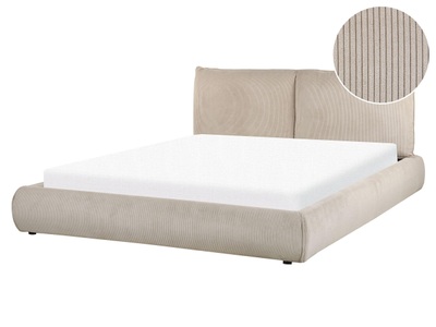 Beliani, Bett mit Lattenrost aus Cord Modern VINAY Bett mit Lattenrost aus Cord Modern VINAY