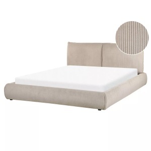 Beliani, Bett mit Lattenrost aus Cord Modern VINAY Bett mit Lattenrost aus Cord Modern VINAY