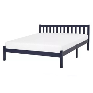 Beliani, Bett mit Lattenrost aus Kiefernholz Skandinavisch FLORAC Bett mit Lattenrost aus Kiefernholz Skandinavisch FLORAC, Beliani - Bett mit Lattenrost aus Kiefernholz Klassisch FLORAC, 140x200 cm, Dunkelblau
