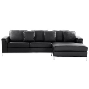 Beliani, Beliani Ecksofa Leder schwarz linksseitig OSLO, Beliani - Linksseitiges Ecksofa aus Echtleder OSLO, One Size, Schwarz