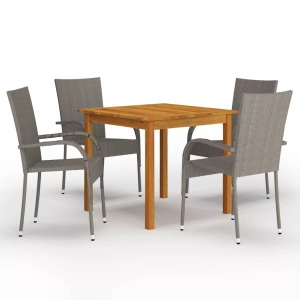 vidaXL, vidaXL 5-tlg. Garten-Essgruppe Grau, vidaXL 5-tlg. Garten-Essgruppe Grau