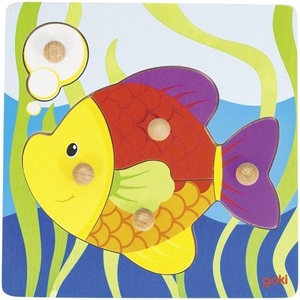 goki, goki Steckpuzzle FISCH 5-teilig aus Holz in bunt, Steckpuzzle FISCH 5-teilig aus Holz in bunt