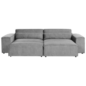 Beliani, Beliani - Ecksofa mit Ottomane aus Polyester Modern HELLNAR, One Size, Taubengrau