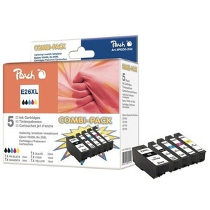 Peach, Peach Spar Pack Tintenpatronen HY kompatibel zu Epson No. 26XL, T263, Peach Tintenset Epson T2636 C, M, Y, 2x BK
