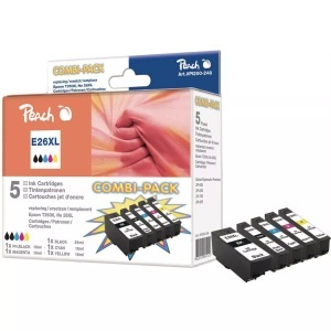 Peach, Peach Spar Pack Tintenpatronen HY kompatibel zu Epson No. 26XL, T263, Peach Tintenset Epson T2636 C, M, Y, 2x BK