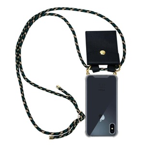 Cadorabo, Cadorabo Handy Kette für Apple iPhone XS MAX in CAMOUFLAGE – Silikon Necklace Umhänge Hülle mit Gold Ringen, Kordel Band Schnur und abnehmbarem Etu..., Cadorabo - Handy Kette für Apple iPhone XS MAX Silikon mit Gold Ringen, Militärgrün