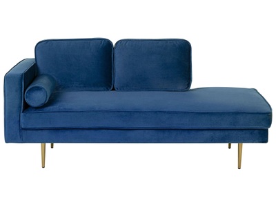 Beliani, Beliani Chaiselongue Samtstoff marineblau linksseitig MIRAMAS, 