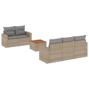 vidaXL, vidaXL 6-tlg. Garten-Sofagarnitur mit Kissen Beige Poly Rattan, vidaXL 6-tlg. Garten-Sofagarnitur mit Kissen Beige Poly Rattan