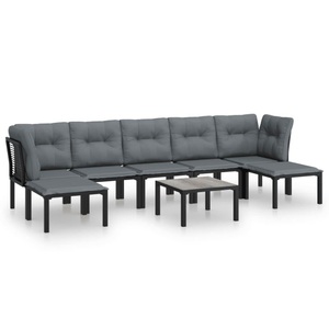 vidaXL, vidaXL 8-tlg. Garten-Lounge-Set Schwarz und Grau Poly Rattan