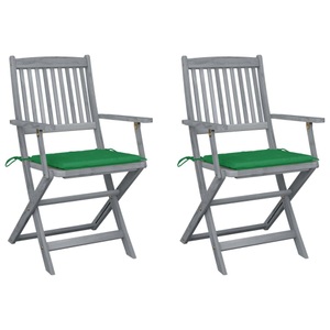 vidaXL, vidaXL Klappbare Gartenstühle 2 Stk. mit Sitzkissen Massivholz Akazie