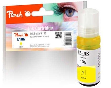 Peach, Peach Tintenbehälter magenta kompatibel zu Epson C13T00R440, 106 y, Peach E106 y Tintenbehälter ye ersetzt Epson No. 106 y, C13T00R440 für z.B. Epson EcoTank ET -7700, Epson EcoTank ET -7750, Epson EcoTank L 7160