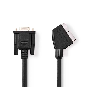 Nedis, SCART-Kabel | SCART-Stecker | VGA-Buchse | Vernickelt | 480p | 2,00m | Rund | PVC | Schwarz | Etikett, Nedis - SCART-Kabel | SCART-Stecker VGA-Buchse Vernickelt 480p 2,00m Rund PVC Schwarz Etikett, One Size
