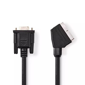 Nedis, SCART-Kabel | SCART-Stecker | VGA-Buchse | Vernickelt | 480p | 2,00m | Rund | PVC | Schwarz | Etikett, Nedis - SCART-Kabel | SCART-Stecker VGA-Buchse Vernickelt 480p 2,00m Rund PVC Schwarz Etikett, One Size