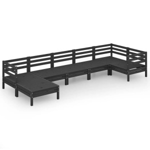 vidaXL, vidaXL 7-tlg. Garten-Lounge-Set Massivholz Kiefer Schwarz