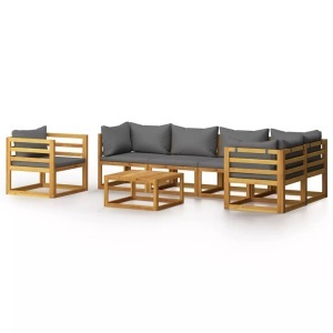 vidaXL, vidaXL 7-tlg. Garten-Lounge-Set mit Auflagen Massivholz Akazie, vidaXL 7-tlg. Garten-Lounge-Set mit Auflagen Massivholz Akazie