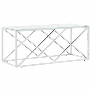 vidaXL, vidaXL Couchtisch 110x45x45 cm Edelstahl und Glas