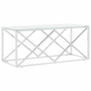 vidaXL, vidaXL Couchtisch 110x45x45 cm Edelstahl und Glas