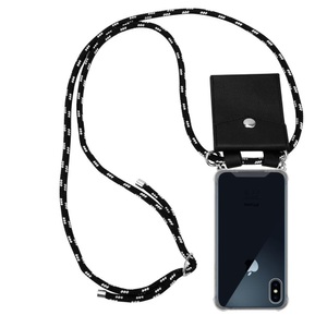 Cadorabo, Cadorabo Handy Kette für Apple iPhone X / XS in SCHWARZ SILBER - Silikon Necklace Umhänge Hülle mit Silber Ringen, Kordel Band Schnur und abnehmbar..., Cadorabo - Handy Kette für Apple iPhone X XS Silikon mit Silbernen Ringen, Schwarz Leicht