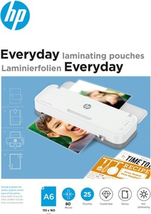 Hp, HP Laminierfolie DIN A6 80 micron glänzend 25 St., HP Laminierfolie Everyday A6, 80 µm, 25 Stück, Glänzend