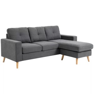 Northio, Northio - Ecksofa In L-Form Graue Eckcouch Mit Chaiselongue, Leinenoptik, Für 3 Personen, 93X136X85Cm, 193X313CM, Northio - Ecksofa In L-Form Graue Eckcouch Mit Chaiselongue, Leinenoptik, Für 3 Personen, 93X136X85Cm, 193X313CM