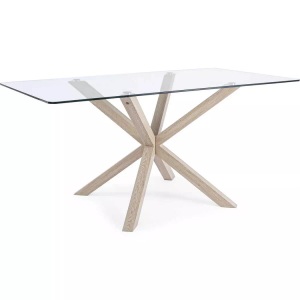 mutoni design, Glastisch May Beine natur rechteckig 160x90, Glastisch May Beine natur rechteckig 160x90