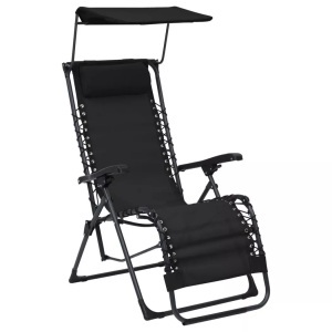 vidaXL, vidaXL Klappbarer Liegestuhl Textilene Schwarz, VidaXL - Liegestuhl, One Size, Schwarz