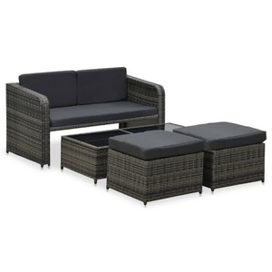 Diverse Hardware, 4-tlg. Garten-Lounge-Set mit Auflagen Poly Rattan Anthrazit