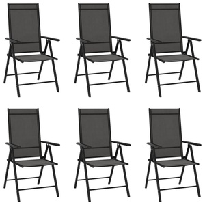 vidaXL, vidaXL Gartenstühle Klappbar 6 Stk. Textilene Schwarz