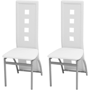 vidaXL, vidaXL Esszimmerstühle 2 Stk. Weiß Kunstleder, vidaXL Esszimmerstühle 2 Stk. Weiß Kunstleder