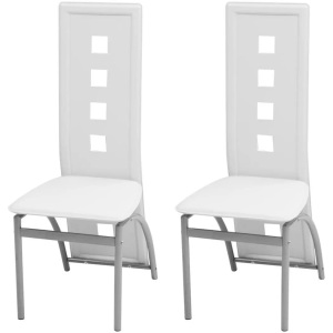 vidaXL, vidaXL Esszimmerstühle 2 Stk. Weiß Kunstleder, vidaXL Esszimmerstühle 2 Stk. Weiß Kunstleder