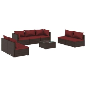 vidaXL, vidaXL 8-tlg. Garten-Lounge-Set mit Kissen Poly Rattan Braun, 