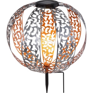 mutoni light, Solarleuchte Metall silberfarben 1xLED, Globo Solarleuchte , 33647 , Schwarz, Silberfarben, Goldfarben , Metall , 41.0 cm , 004558674003
