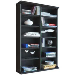 VCM, Holz CD DVD Wandregal Hängeregal Wand Schrank Wandvitrine Zuntisa Glastür Holz CD DVD Wandregal Hängeregal Wand Schrank Wandvitrine Zuntisa Glastür, VCM - Holz CD DVD Wandregal/Wandvitrine | Vitrine mit 2 ESG-Sicherheitsglastüren. Maße: H. 92 x B. 60 T. 18 cm 10 variable Einlegeböden Zuntisa, One Size, Schwarz