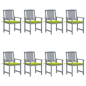 vidaXL, vidaXL Gartenstühle mit Kissen 8 Stk. Massivholz Akazie Grau, vidaXL Gartenstühle mit Kissen 8 Stk. Massivholz Akazie Grau