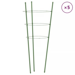 vidaXL, vidaXL Pflanzenstützen mit 3 Ringen 5 Stk. Grün 60 cm Stahl, vidaXL Pflanzenstützen mit 3 Ringen 5 Stk. Grün 60 cm Stahl