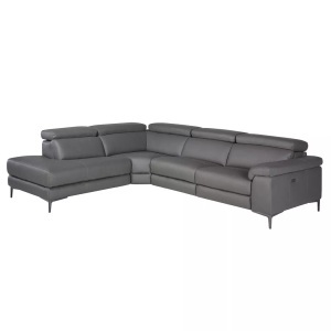 Angel cerda, Ecksofa gepolstert in em Leder Ecksofa gepolstert in em Leder, ANGEL CERDA - Linke Chaiselongue Relaxsofa in dunkelgrauem Leder, 200 cm