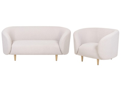 Beliani, Wohnzimmer Set aus Polyester Klassisch LOEN Wohnzimmer Set aus Polyester Klassisch LOEN, Beliani - Wohnzimmer Set aus Polyester Klassisch LOEN, One Size, Perle