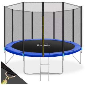 TecTake, Trampolin Garfunky Mit Sicherheitsnetz Unisex Blau 305CM, Tectake - Trampolin Garfunky mit Sicherheitsnetz, 366CM, Blau