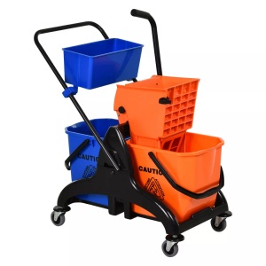 Northio, Northio - Reinigungswagen Professioneller mit Backenpresse 2 Eimer + Aufbewahrung Orange Blau Aosom, One Size