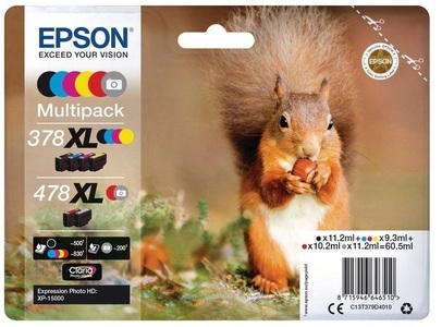 Epson, Original Multipack Tinte 6-farbig Epson No. 378/478, T379D40, Epson 378XL / 478XL Multipack Eichörnchen T379D40 Tintenpatrone ? Druckerpatronen/Tintenpatronen