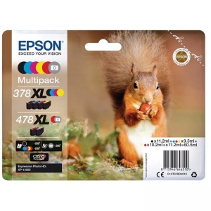Epson, Original Multipack Tinte 6-farbig Epson No. 378/478, T379D40, Epson 378XL / 478XL Multipack Eichörnchen T379D40 Tintenpatrone ? Druckerpatronen/Tintenpatronen