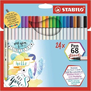 Stabilo, STABILO® Filzstift STABILO® Pen 68 BRUSH 24er im Kartonetui, STABILO Fasermaler Pen 68 brush 24er Kartonetui