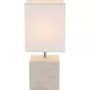 Globo, GLOBO GERI Tischleuchte Keramik beige, Textil weiß, Kabel 1,2 m, Schalter, LxBxH:130x1, Tischleuchte Geri