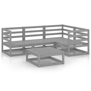vidaXL, vidaXL 5-tlg. Garten-Lounge-Set Grau Kiefer Massivholz, vidaXL 5-tlg. Garten-Lounge-Set Grau Massivholz Kiefer