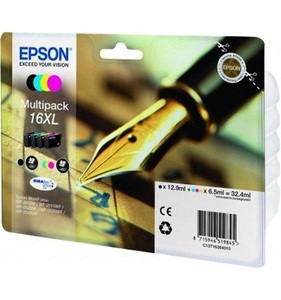 Epson, Original Multipack Tinte XL BKCMY Epson No. 16XL, T16364, Epson E16XL Druckerpatronen XL bk - Epson No. 16XL, C13T16364010 für z.B. Epson WorkForce WF -2010 W, Epson WorkForce WF -2500