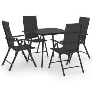 vidaXL, vidaXL 5-tlg. Garten-Essgruppe Schwarz, vidaXL 5-tlg. Garten-Essgruppe Schwarz