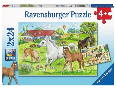 Ravensburger, Ravensburger Puzzle Auf dem, Puzzle Ravensburger Auf dem Pferdehof 2 X 24 Teile