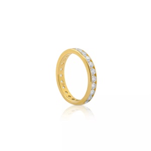 MUAU Schmuck, Memoire Ring Gelbgold 750 Zirkonia Damen Gelbgold 58, MUAU Schmuck - Memoire Ring Gelbgold 750 Zirkonia, 58,