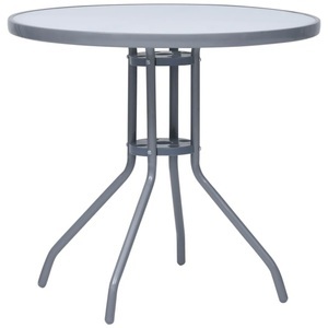 vidaXL, vidaXL Gartentisch Hellgrau 80 cm Stahl und Glas, 
